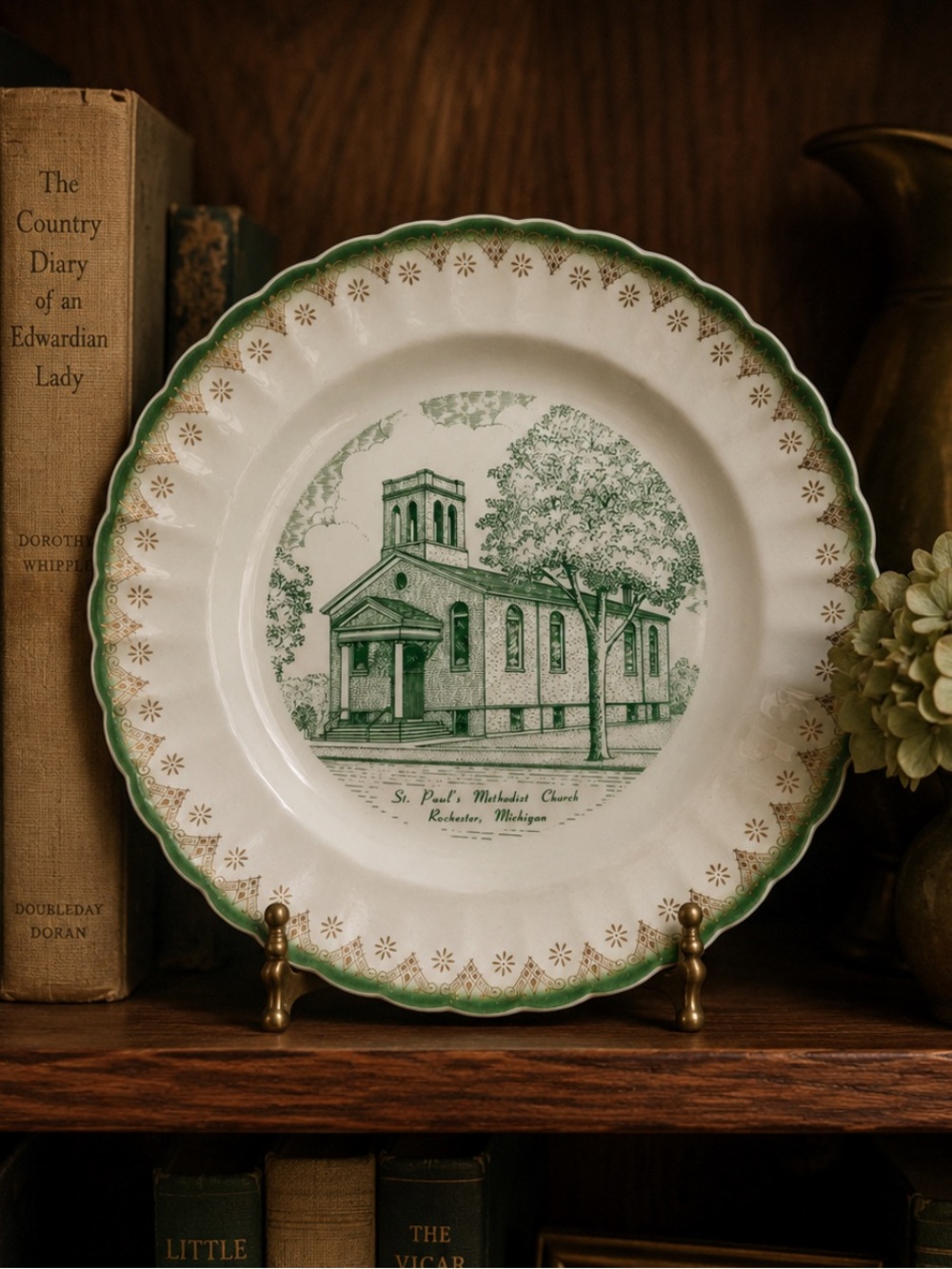 Vintage Church Plate w Gold Etch St Paul’s Methodist Church ROCHESTER MICHIGAN